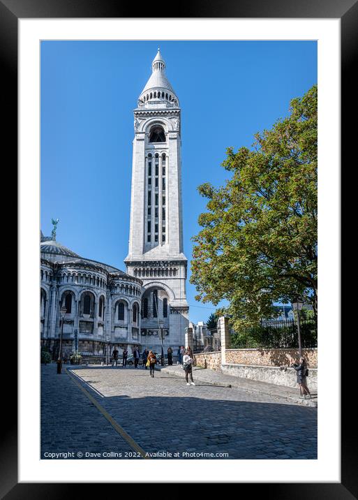 The bell tower of the Sacre Coeur from rue du Chevalier-de-La-Barre, Paris, France Framed Mounted Print by Dave Collins