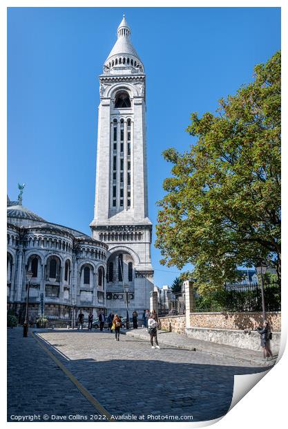 The bell tower of the Sacre Coeur from rue du Chevalier-de-La-Barre, Paris, France Print by Dave Collins