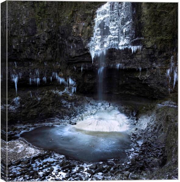 Ice covered Henrhyd Falls Canvas Print by Leighton Collins