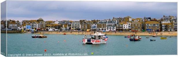  St Ives Harbour Panoramic    Canvas Print by Diana Mower