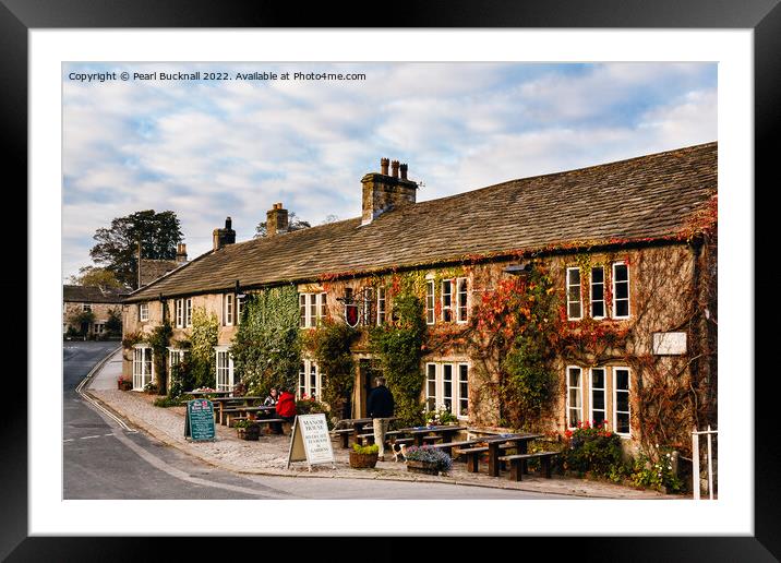 Red Lion Pub in Burnsall Yorkshire Dales Framed Mounted Print by Pearl Bucknall