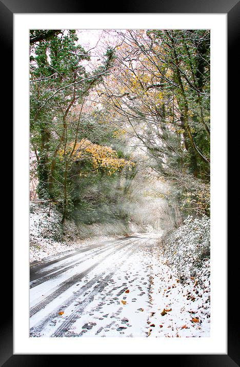 Wintry Cotswolds Lane Framed Mounted Print by Graham Lathbury