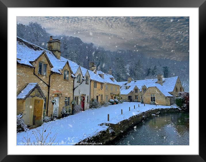 Castle Combe in the snow Framed Mounted Print by Graham Lathbury