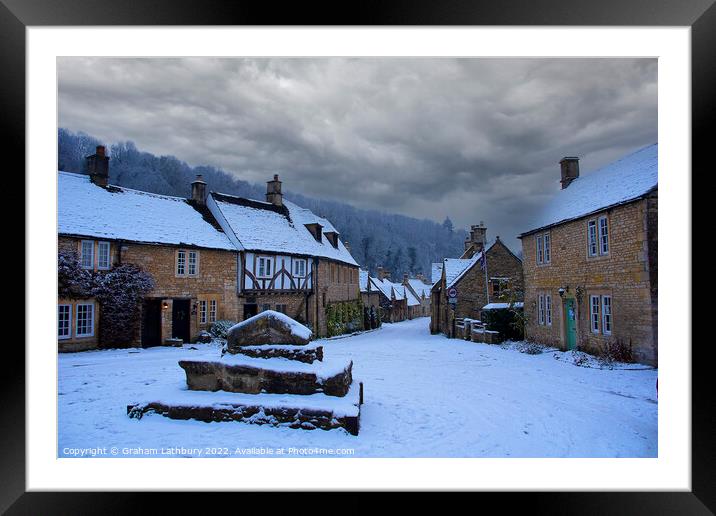 Castle Combe, Cotswolds, in the snow Framed Mounted Print by Graham Lathbury