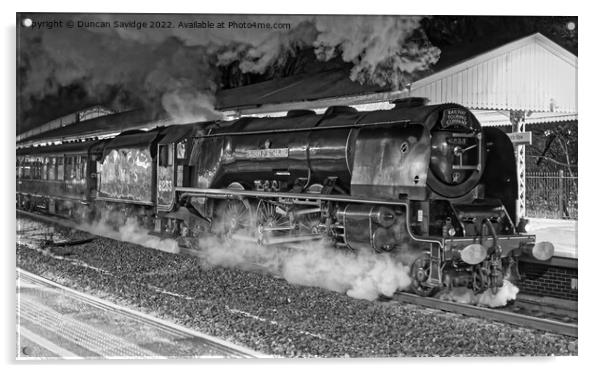 Duchess of Sutherland steam train pulling into Bath spa at night Acrylic by Duncan Savidge