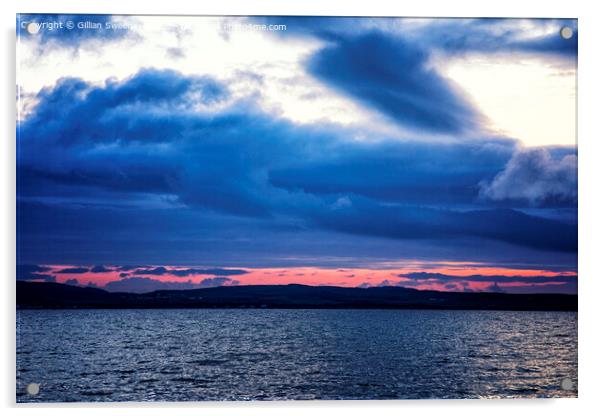 Sunset over Bruichladdich, Isle of Islay, Scotland Acrylic by Gillian Sweeney