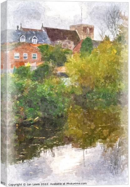 Kintbury From the Canal a Digital Painting Canvas Print by Ian Lewis