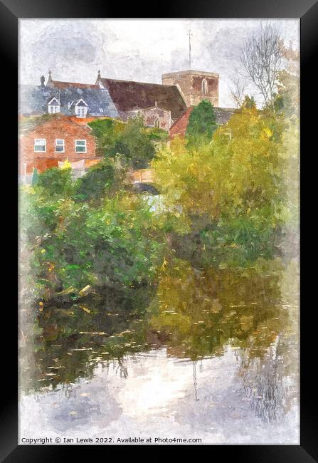 Kintbury From the Canal a Digital Painting Framed Print by Ian Lewis