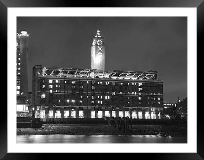 Night Oxo Tower skyline Framed Mounted Print by David French