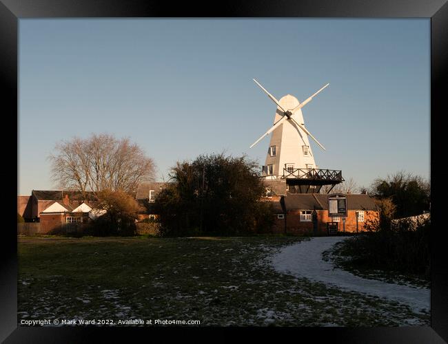 Rye Windmill in December. Framed Print by Mark Ward