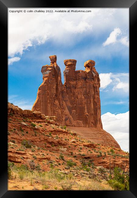The Three Gossips rock structures - Arches NP Framed Print by colin chalkley