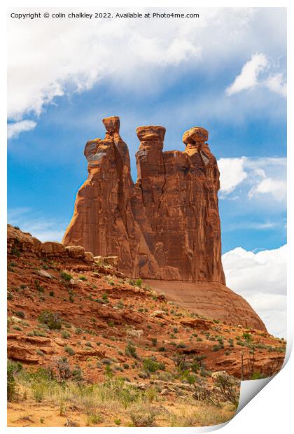 The Three Gossips rock structures - Arches NP Print by colin chalkley