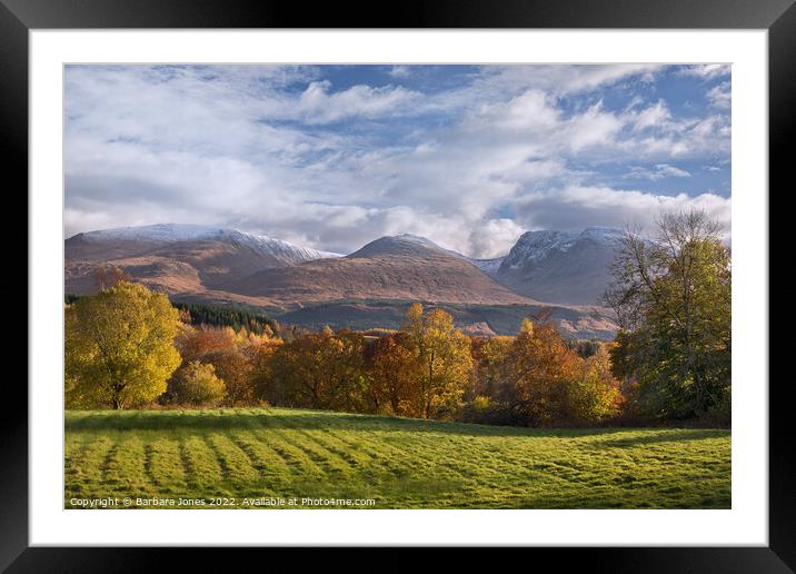 Ben Nevis Range Autumn Colours Scotland. Framed Mounted Print by Barbara Jones