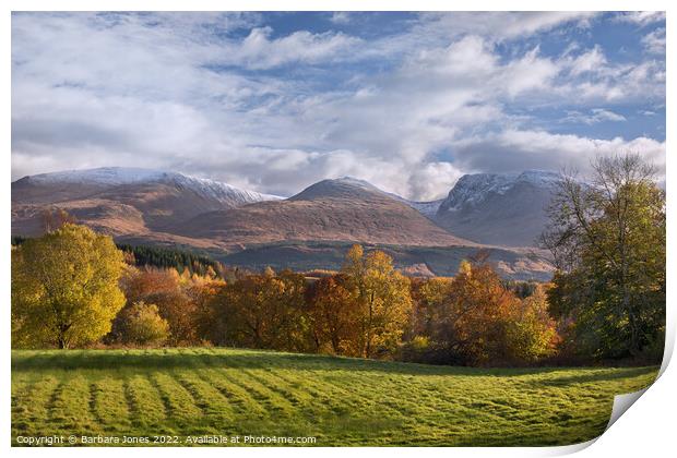 Ben Nevis Range Autumn Colours Scotland. Print by Barbara Jones