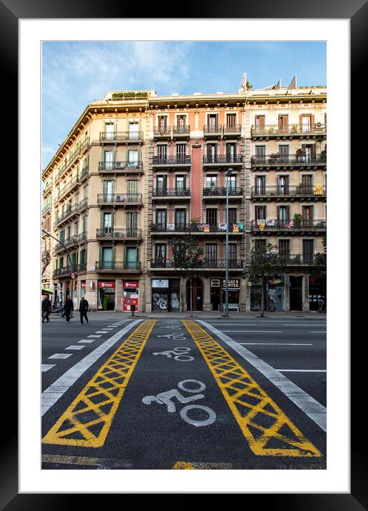 Barcelona Street Crossing  Framed Mounted Print by Glen Allen