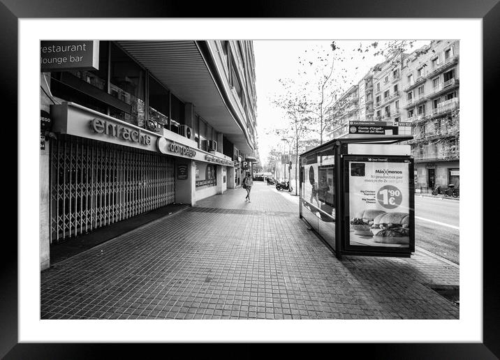 Barcelona Street - Mono Framed Mounted Print by Glen Allen