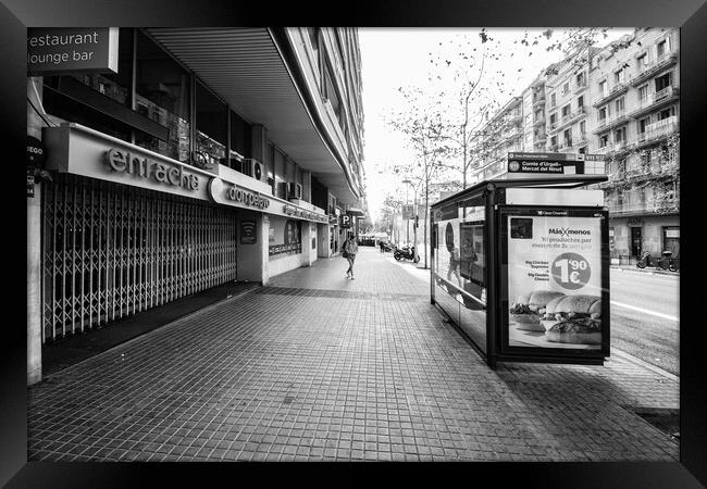 Barcelona Street - Mono Framed Print by Glen Allen