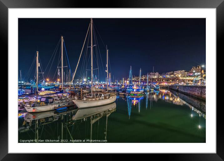 Outdoor Boats with lights Framed Mounted Print by Alan Glicksman