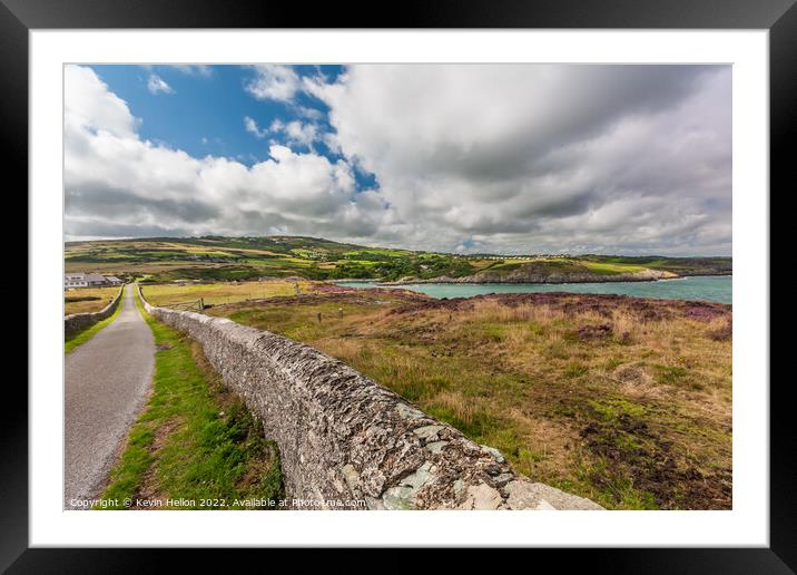 Country lane and coastline Framed Mounted Print by Kevin Hellon