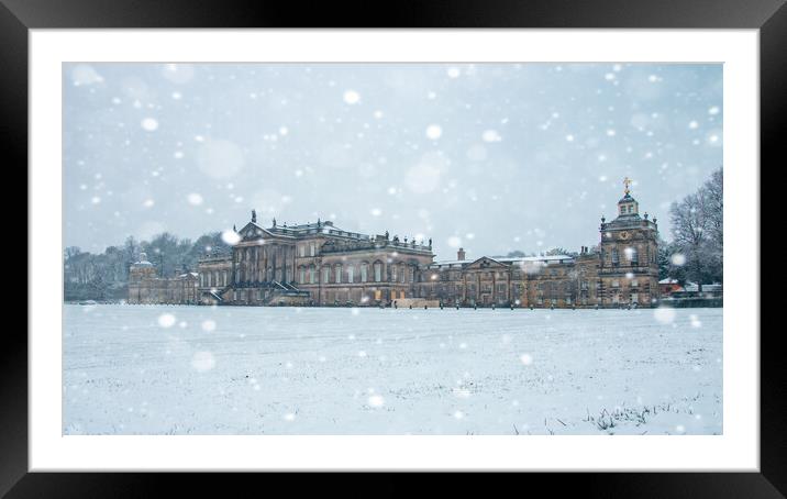 Wentworth Woodhouse Rotherham Snowy Morning Framed Mounted Print by Apollo Aerial Photography