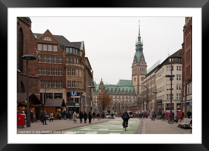 Hamburg Rathaus Cityscape Framed Mounted Print by Rob Hawkins