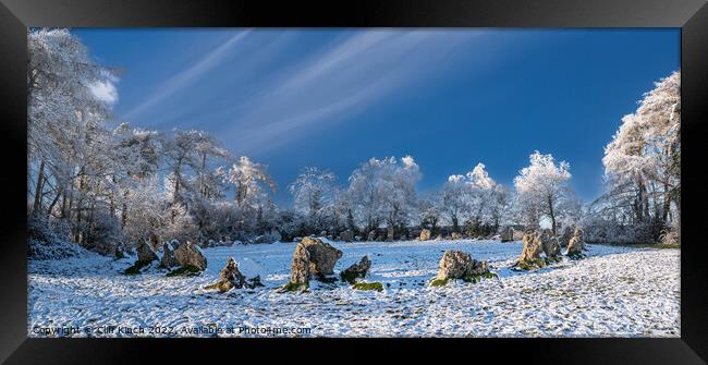 Snow on the Rollright Stones Framed Print by Cliff Kinch