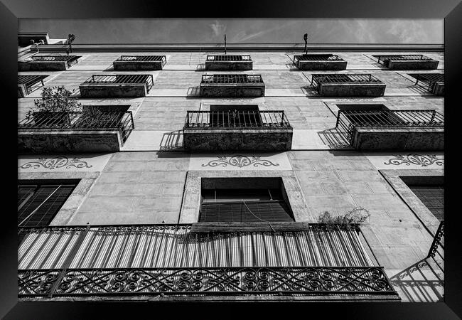 Barcelona Apartments - Mono Framed Print by Glen Allen