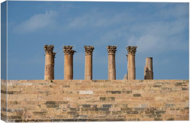 Temple of Artemis Colums in Gerasa, Jordan Canvas Print by Dietmar Rauscher