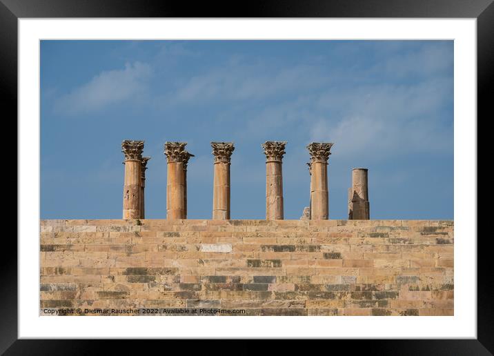 Temple of Artemis Colums in Gerasa, Jordan Framed Mounted Print by Dietmar Rauscher
