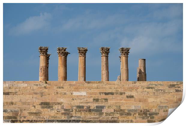 Temple of Artemis Colums in Gerasa, Jordan Print by Dietmar Rauscher