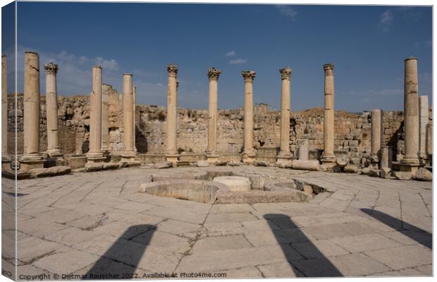 Agora of Gerasa with Columns in Jerash, Jordan Canvas Print by Dietmar Rauscher