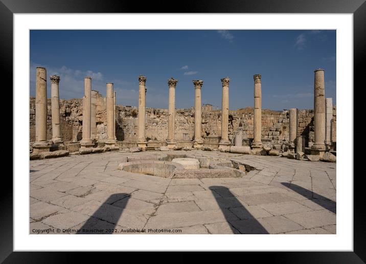 Agora of Gerasa with Columns in Jerash, Jordan Framed Mounted Print by Dietmar Rauscher