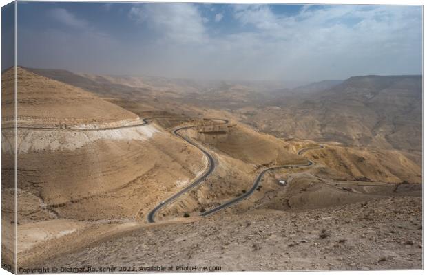 King's Highway in Wadi Mujib Landscape in Jordan Canvas Print by Dietmar Rauscher