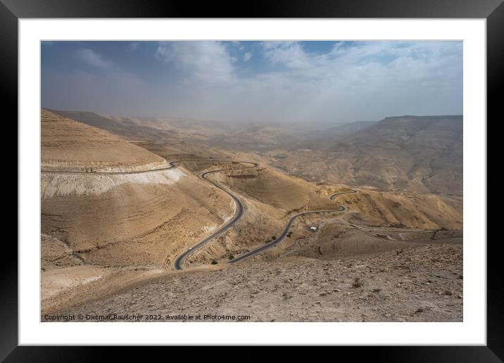 King's Highway in Wadi Mujib Landscape in Jordan Framed Mounted Print by Dietmar Rauscher