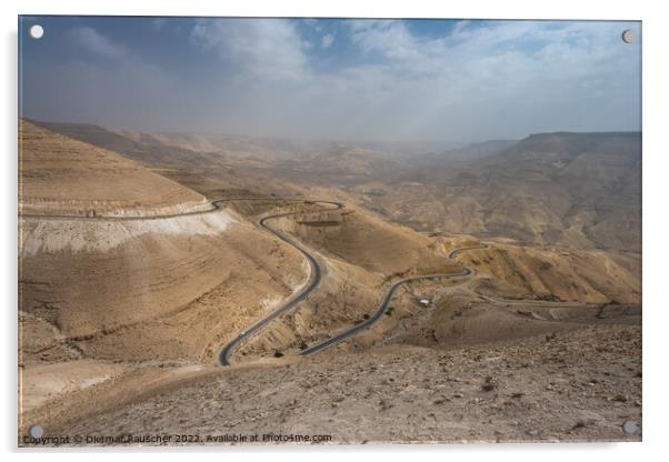 King's Highway in Wadi Mujib Landscape in Jordan Acrylic by Dietmar Rauscher