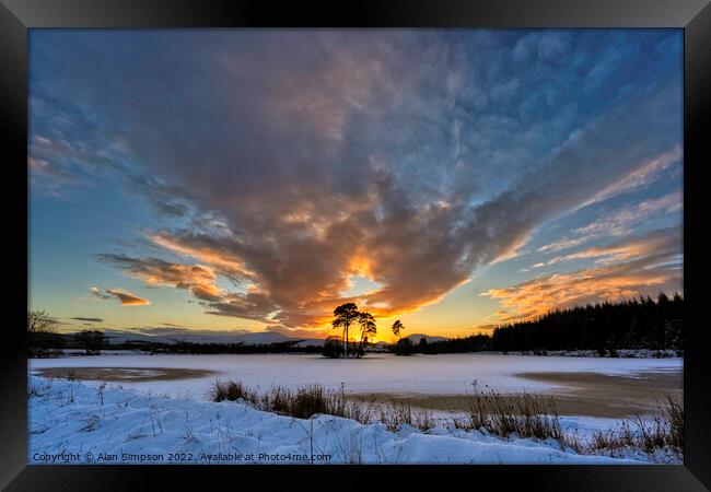 Loch Dubh Sunset Framed Print by Alan Simpson