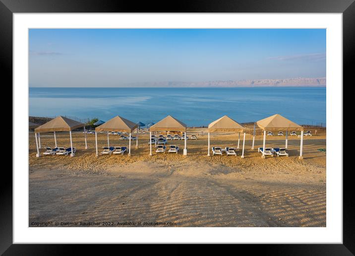 Beach on the Dead Sea in Jordan Framed Mounted Print by Dietmar Rauscher