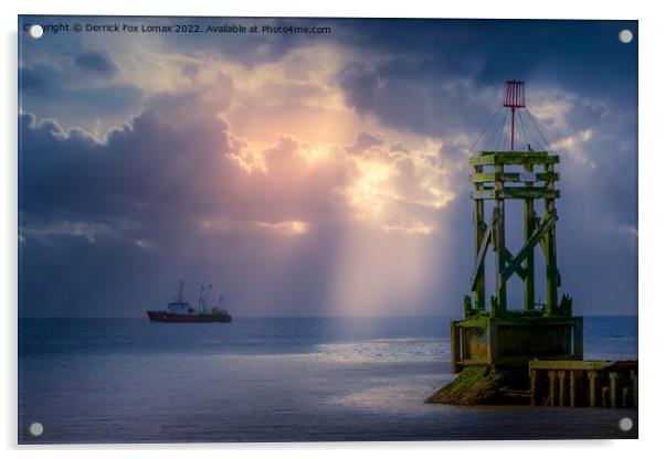 Sun over the sea at liverpool Acrylic by Derrick Fox Lomax