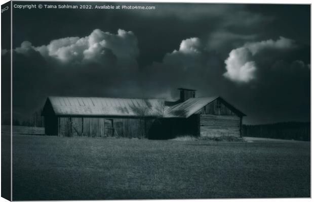 Country Barn Under Dramatic Sky  Canvas Print by Taina Sohlman