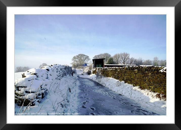 Country lane in Winter. Framed Mounted Print by john hill