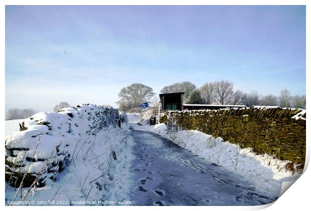 Country lane in Winter. Print by john hill