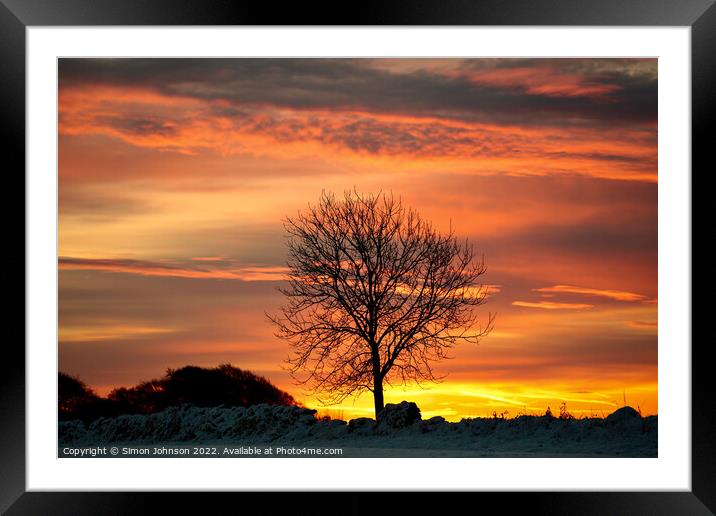 winter sunrise Cotswolds Gloucestershire Framed Mounted Print by Simon Johnson