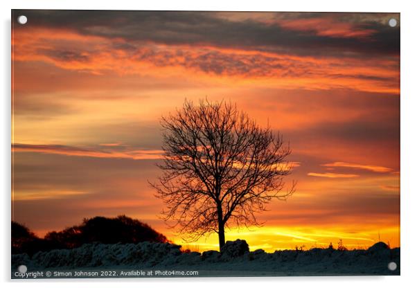 winter sunrise Cotswolds Gloucestershire Acrylic by Simon Johnson