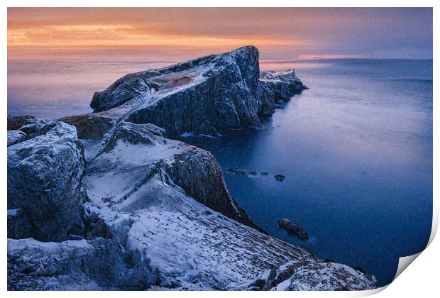 Majestic Snowy Sunset on the Isle of Skye Print by Daniel Rose