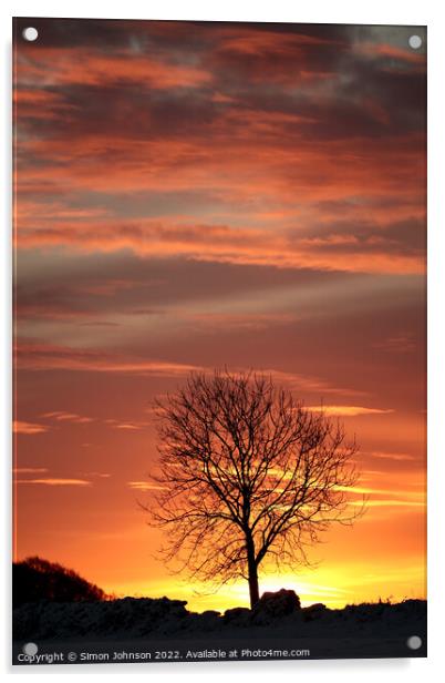 Cotswolds Sunrise  Acrylic by Simon Johnson