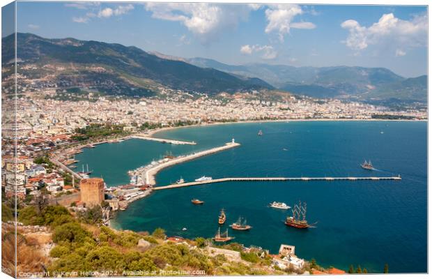 View overlooking Alanya  Canvas Print by Kevin Hellon