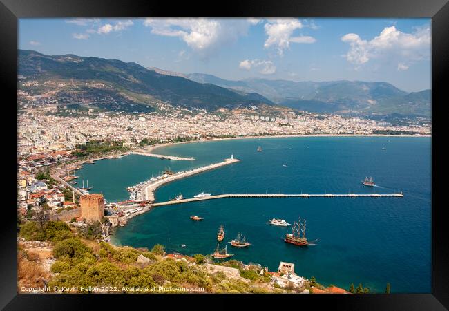 View overlooking Alanya  Framed Print by Kevin Hellon