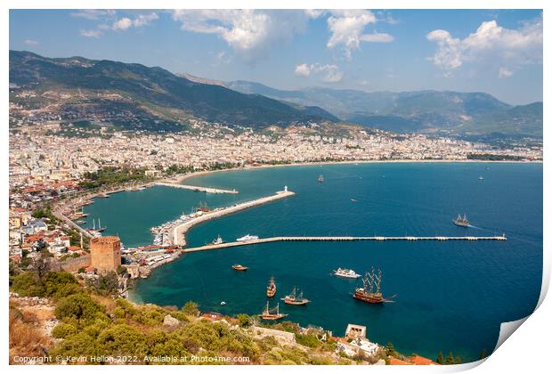 View overlooking Alanya  Print by Kevin Hellon