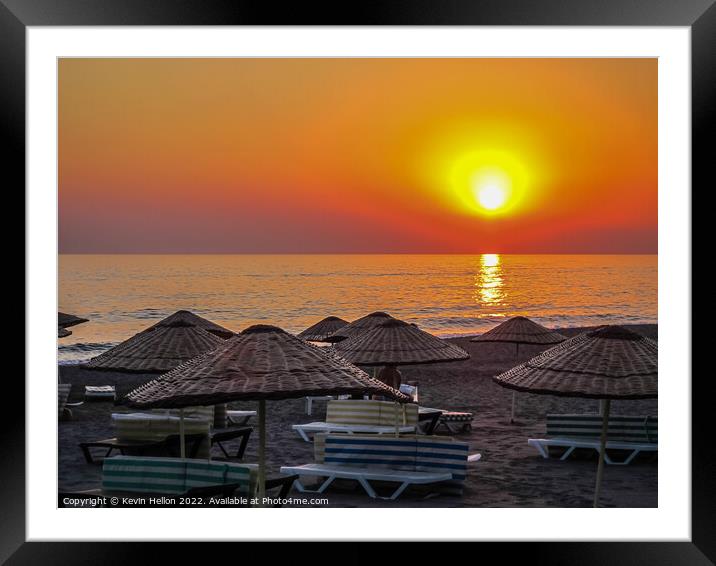 Sunset over Mahmutlar Beach, Alanya, Turkey Framed Mounted Print by Kevin Hellon