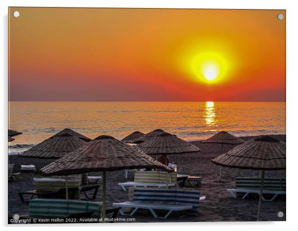 Sunset over Mahmutlar Beach, Alanya, Turkey Acrylic by Kevin Hellon